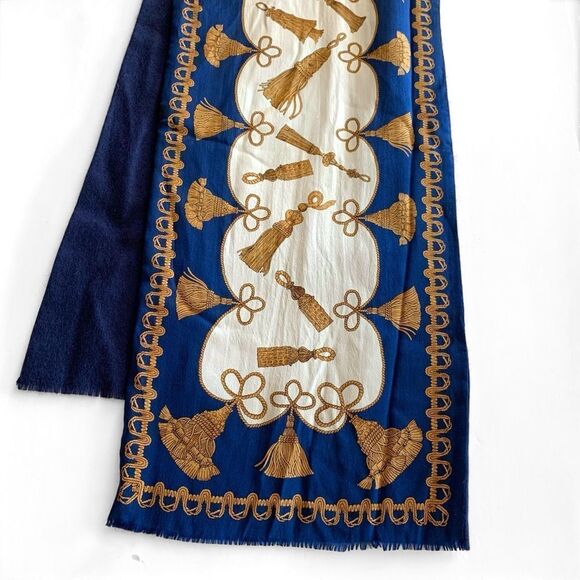 Vintage Lord & Taylor Silk & Wool Tassel Scarf - Picture 2 of 5